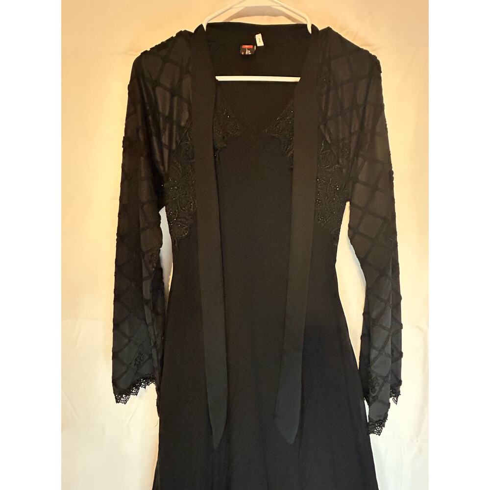 Custom Arab Middle East Dress Black Lace Embellishments S Size 1